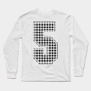 Plaid Number - 5 - Dark Long Sleeve T-Shirt